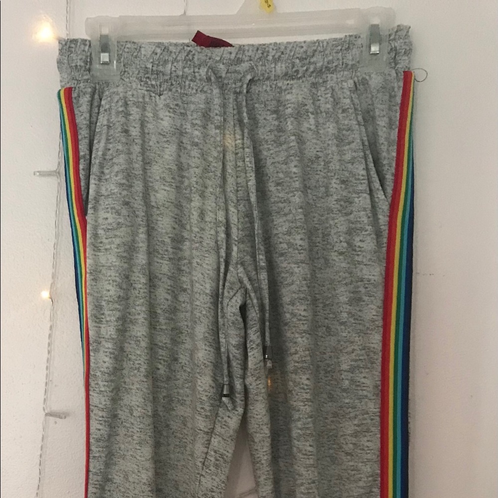 grey rainbow joggers